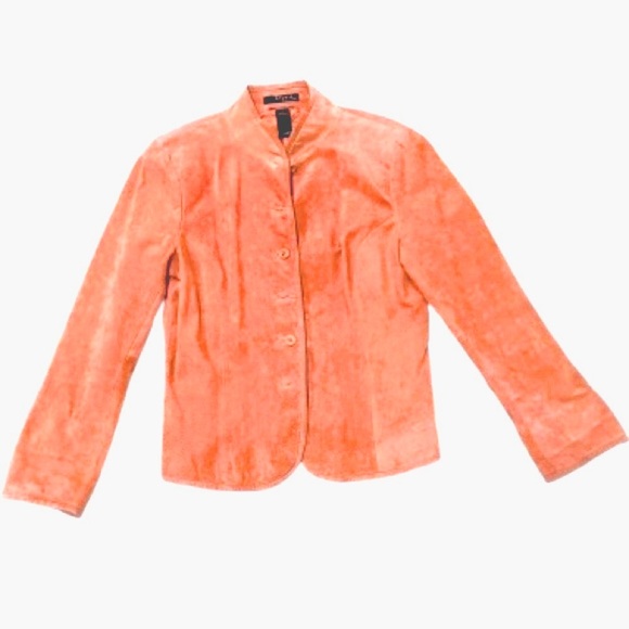 🧥🍊 STUDIO by LIZ CLAIBORNE Vintage Suede Blazer | Y2K Mango Minimalist Sz 12 - Picture 1 of 9